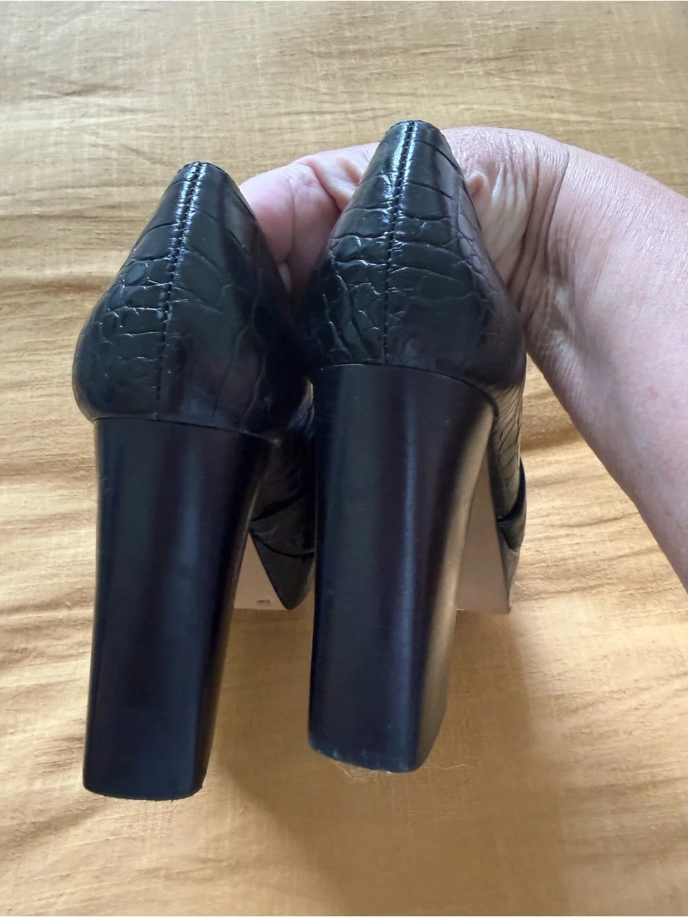 Vince Camino Women’s Croc-Embossed Black Platform Heels
